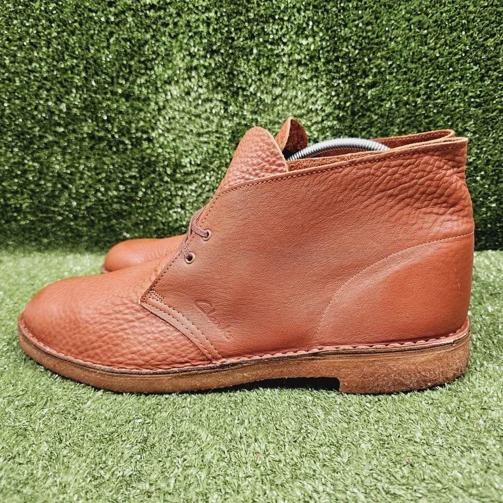 Clarks Originals Desert Boot Burnt Orange Leather Ankle Boots England Mens US 13